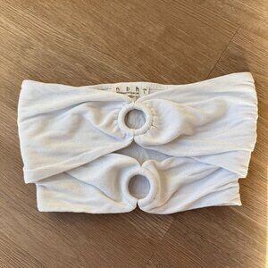 White cutout strapless crop top (boutique brand - size Small)